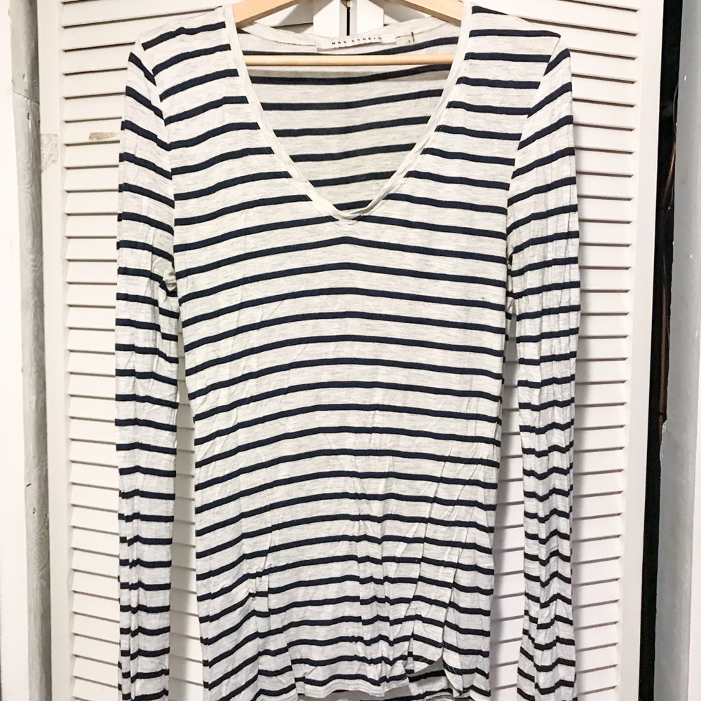Max Studio Lightweight Striped Longsleeve Top Sz S